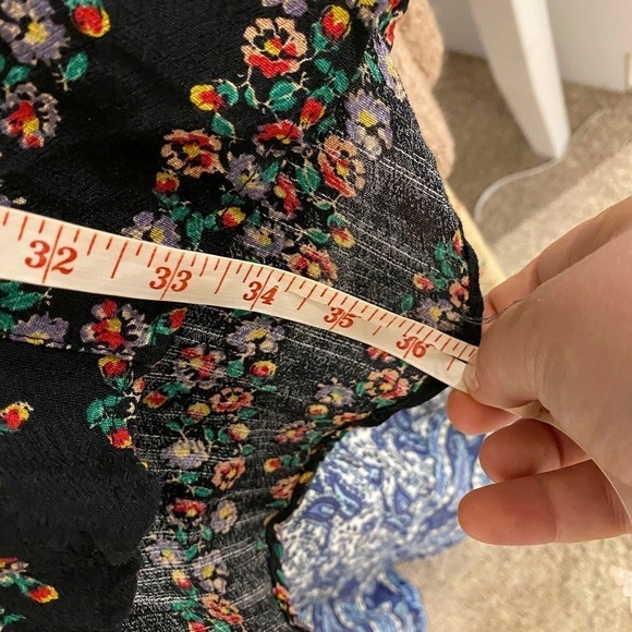 Free People Floral Black long sleeve button down dress XS - Picture 10 of 11